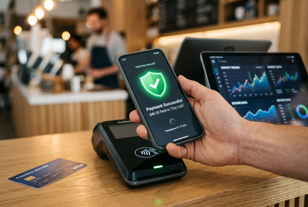 Secure digital payment transaction on a smartphone.